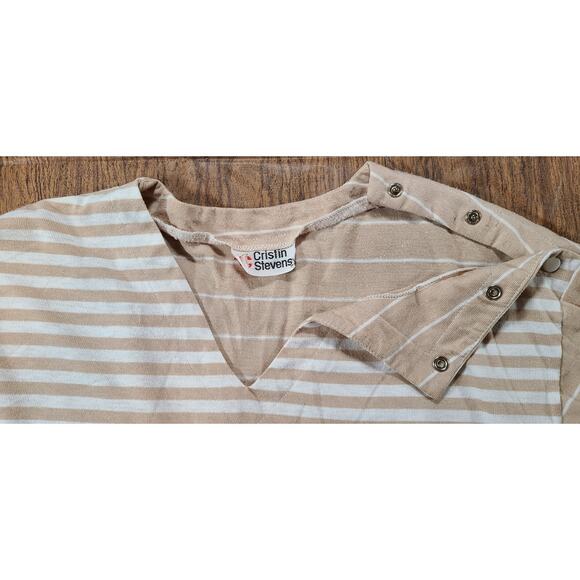Vintage 1980s CRISTIN STEVENS Womens Snap Shoulder Sz Med Striped Long Sleeve - Picture 7 of 7